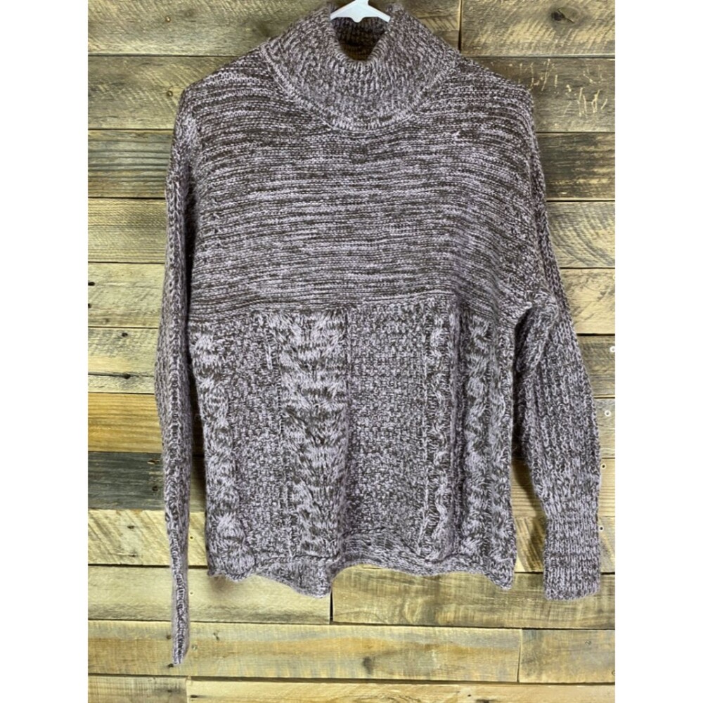 Simply Vera Vera Wang Women's Mauve Brown Heather Knit Turtleneck Sweater M